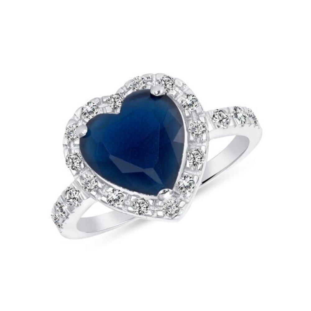 New Real 925 Sterling Silver Blue Heart Ring sizes 6 7 8 9 10 11